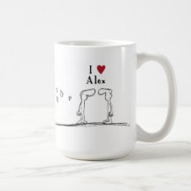 Alex "I love Alex" "I heart Alex" Coffee Mugs