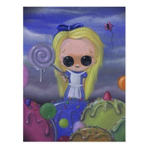 alice in candyland postcard