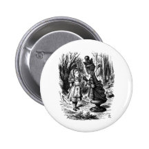 Alice in Wonderland Meets Red Queen Chess Piece Pinback Buttons