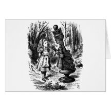Alice in Wonderland Meets Red Queen Chess Piece Card