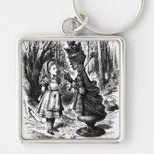 Alice in Wonderland Meets Red Queen Chess Piece Key Chain