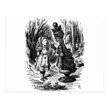 Alice in Wonderland Meets Red Queen Chess Piece Post Card
