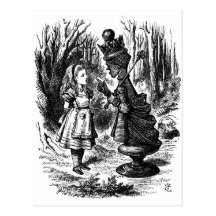 Alice in Wonderland Meets Red Queen Chess Piece Postcards
