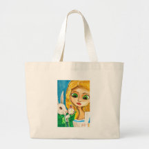 ALICE IN WONDERLAND WHITE RABBIT TOTE BAGS