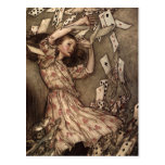 Alice Swarmed by Playing Cards Postcard