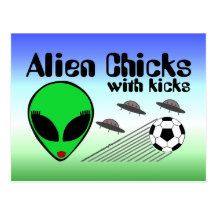 Alien Chicks with Kicks Post Card