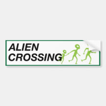 ALIEN CROSSING BUMPER STICKER