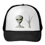 Alien greeting trucker hats