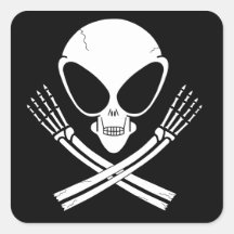 alien jolly rodger square sticker