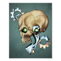 Alien Robot Skull from the Future in Chrome + Bone Photo Print