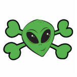 Alien Skull Green Crossbones Acrylic Cut Outs