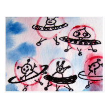 Alien Spacecraft Traffic Jam Post Card