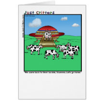 Aliens Cows Greeting Cards