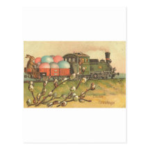 All Aboard ! The Easter Train ! Postcard