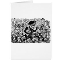 Alley Cat Calavera c. early 1900's Mexico. Greeting Card