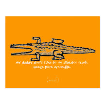 alligator trash post cards