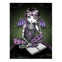Ally Bat Winged Emo Ipod Fairy Postcard