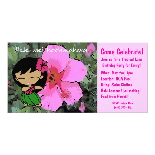 Aloha Honeys Luau Invite Photo Card Template