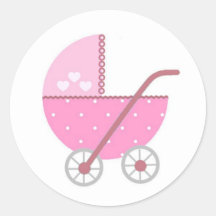 Along Came A Carriage Baby Shower Envelope Sticker