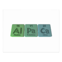 Alpaca-Al-Pa-Ca-Aluminium-Protactinium-Calcium Post Card