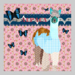 Alpaca Boho Butterflies Pink Floral Poster posters