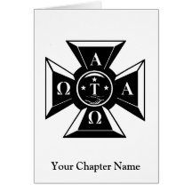 Alpha Tau Omega Badge Black & White Greeting Cards