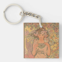 Alphonse Mucha Art Deco Acrylic Key Chains