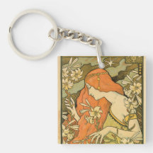 Alphonse Mucha Art Deco Acrylic Keychain