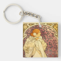 Alphonse Mucha Art Deco Acrylic Keychain