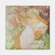 Alphonse Mucha Art Deco Fridge Magnets