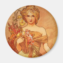 Alphonse Mucha Art Deco Fridge Magnets