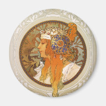 Alphonse Mucha Art Deco Magnet