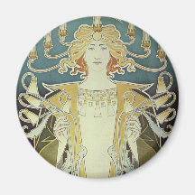 Alphonse Mucha Art Deco Refrigerator Magnets