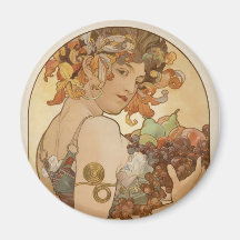 Alphonse Mucha Art Deco Refrigerator Magnets