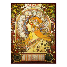 Alphonse Mucha La Plume Post Card