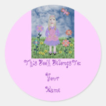 Alyce In A Land of Wonder,  Book Plate Round Sticker