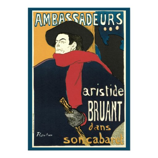 Ambassadeurs: Artistide Bruant by Toulouse Lautrec Invitation