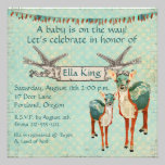 Amber & Azure Deer  Baby Invitation invitations