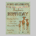 Amber & Azure Giraffes  Birthday Invitation invitations