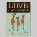 Amber & Azure Giraffes Love Greeting Card cards