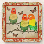Amber Love Birds & Butterflies Cork Coaster