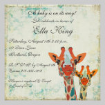 Amber Peeking Giraffes  Baby Invitation invitations