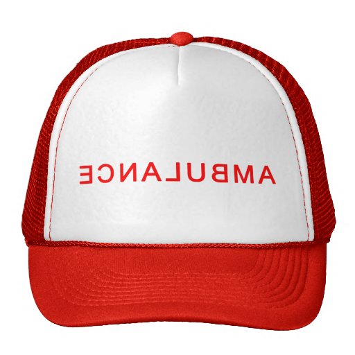 Ambulance Text Backwards EMT Paramedic Hat