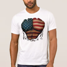 America Flag Muscles Body  Ripped Funny Patriotic T Shirt