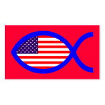 American Christian Fish Symbol Flag Business Cards
