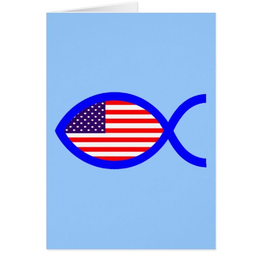 American Christian Fish Symbol Flag Card