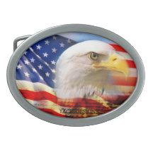American flag and eagle belt buckle.