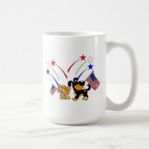 American Flag and Fireworks Coffee Mug