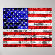 American Flag On Old Brick Wall 2 Print