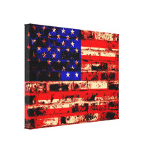 American Flag On Old Brick Wall Gallery Wrap Canvas